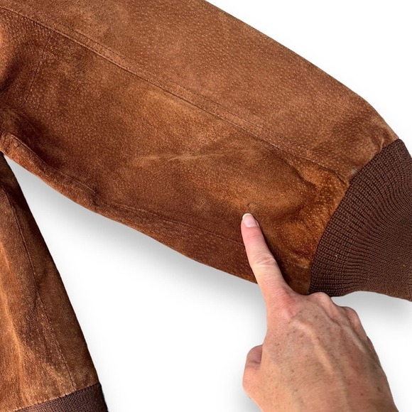 Vintage Hill Archer Jacket Mens 44 Brown Suede Leather Bomber - Picture 11 of 11